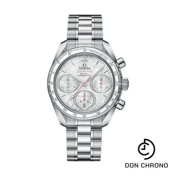 Omega Speedmaster 38 Co-Axial Chronograph Watch - 38 mm Steel Case - Mother-Of-Pearl Diamond Dial - 324.30.38.50.55.001