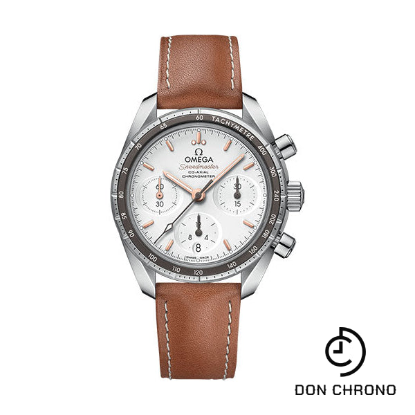 Omega Speedmaster 38 Co-Axial Chronograph Watch - 38 mm Steel Case - Silvery Dial - Novo Nappa Leather Strap - 324.32.38.50.02.001