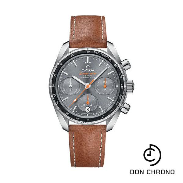 Omega Speedmaster 38 Co-Axial Chronograph Watch - 38 mm Steel Case - Grey Dial - Novo Nappa Leather Strap - 324.32.38.50.06.001