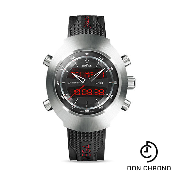 Omega Speedmaster Spacemaster Z-33 Chronograph Watch - 43 x 53 mm Titanium Case - Black Dial - Black Rubber Strap - 325.92.43.79.01.001