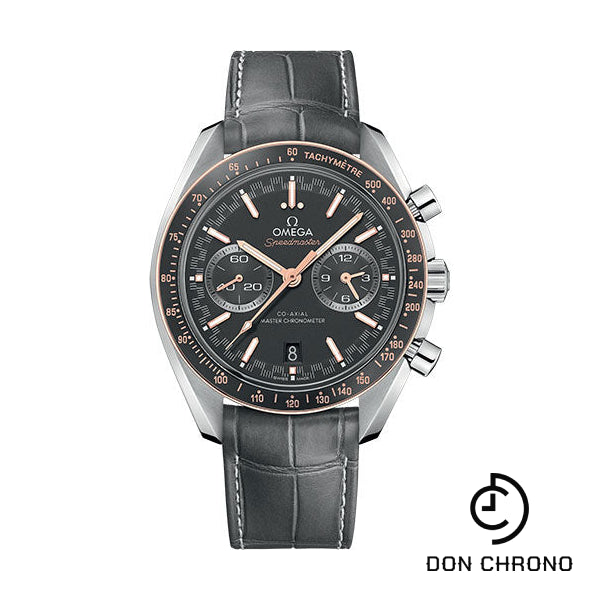 Omega Speedmaster Racing Co-Axial Master Chronograph Watch - 44.25 mm Steel Case - Sedna Gold Bezel - Matt Grey Dial - Grey Leather Strap - 329.23.44.51.06.001