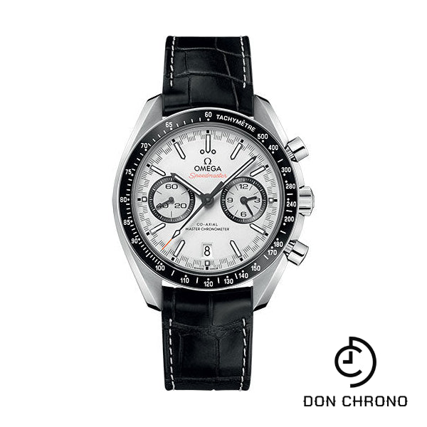 Omega Speedmaster Racing Co-Axial Master Chronograph Watch - 44.25 mm Steel Case - Black Ceramic Bezel - White Dial - Black Leather Strap - 329.33.44.51.04.001