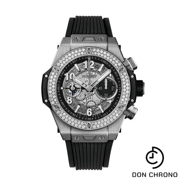 Hublot Big Bang Unico Titanium Diamonds Watch - 44 mm - Black Skeleton Dial - Black Rubber Strap-421.NX.1170.RX.1104