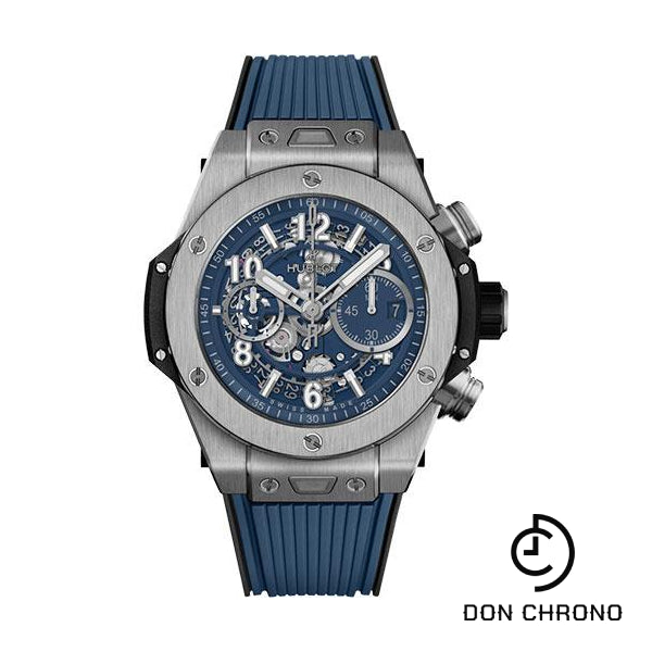 Hublot Big Bang Unico Titanium Blue Watch - 44 mm - Blue Skeleton Dial - Blue Rubber Strap-421.NX.5170.RX