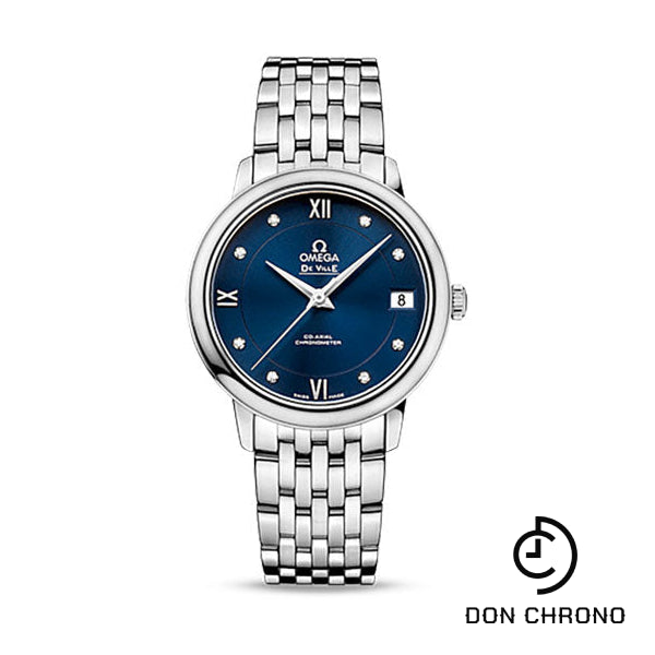 Omega De Ville Prestige Co-Axial Watch - 32.7 mm Steel Case - Blue Diamond Dial - 424.10.33.20.53.001