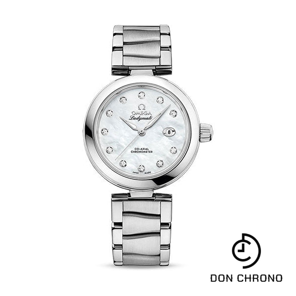 Omega De Ville Ladymatic Omega Co-Axial Watch - 34 mm Steel Case - White Diamond Dial - 425.30.34.20.55.002
