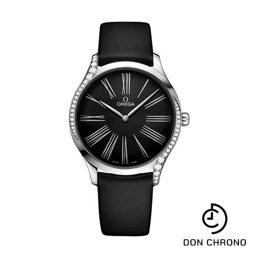 Omega De Ville Tresor Quartz Watch - 39 mm Steel Case - Black Dial - Black Fabric Strap - 428.17.39.60.01.001