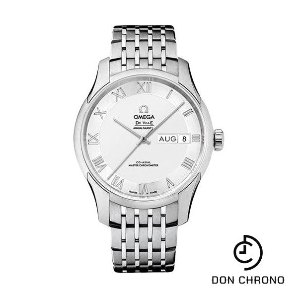 Omega De Ville Hour Vision Co-Axial Master Chronometer Annual Calendar Watch - 41 mm Steel Case - Two-Zone -Silver Dial - 433.10.41.22.02.001
