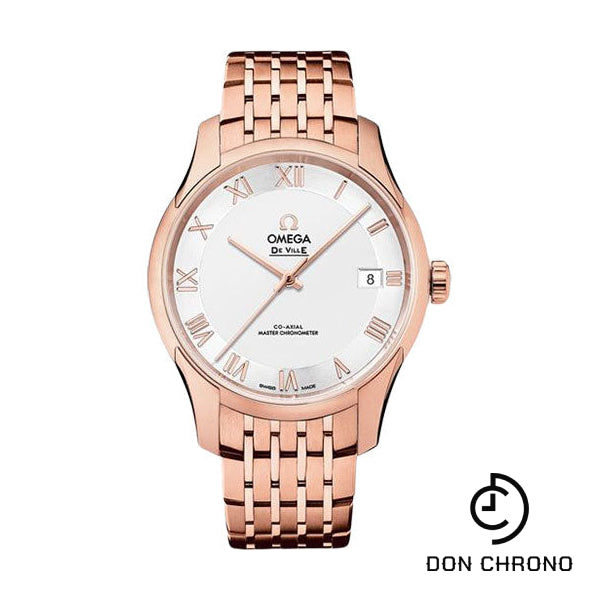 Omega De Ville Hour Vision Co-Axial Master Chronometer Watch - 41 mm Sedna Gold Case - Two-Zone -Silver Dial - 433.50.41.21.02.001