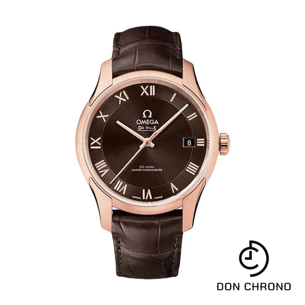 Omega De Ville Hour Vision Co-Axial Master Chronometer Watch - 41 mm Sedna Gold Case - Two-Zone Brown Dial - Brown Leather Strap - 433.53.41.21.13.001