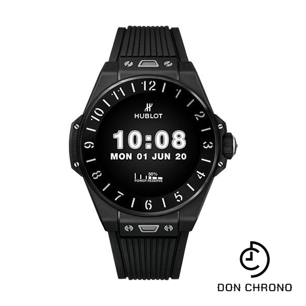 Hublot Big Bang e Black Ceramic Watch - 42 mm - Digital Hublot Watchfaces Dial - Black Rubber Strap-440.CI.1100.RX