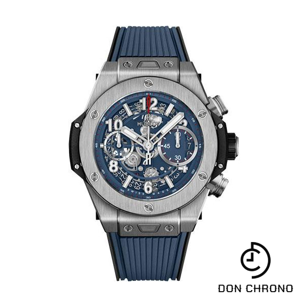 Hublot Big Bang Unico Titanium Blue Watch - 42 mm - Blue Skeleton Dial - Black and Blue Rubber Strap-441.NX.5179.RX