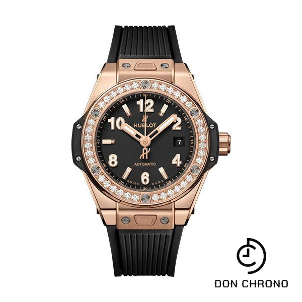 Hublot Big Bang One Click King Gold Diamonds Watch - 33 mm - Black Dial - Black Rubber Strap-485.OX.1180.RX.1204