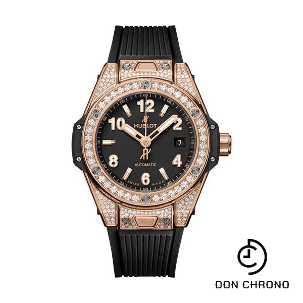 Hublot Big Bang One Click King Gold Pave Watch - 33 mm - Black Dial - Black Rubber Strap-485.OX.1180.RX.1604