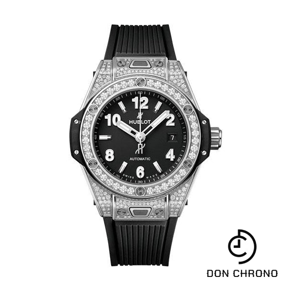 Hublot Big Bang One Click Steel Pave Watch - 33 mm - Black Dial - Black Rubber Strap-485.SX.1170.RX.1604