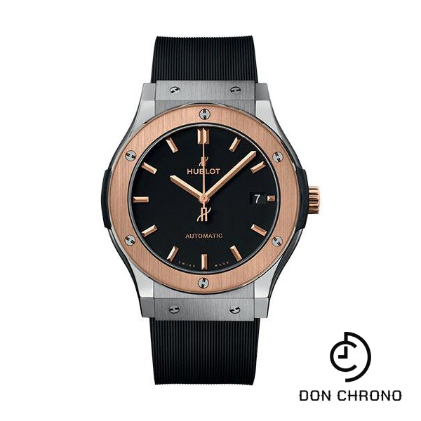 Hublot Classic Fusion Titanium King Gold Watch - 45 mm - Black Dial - Black Lined Rubber Strap-511.NO.1181.RX