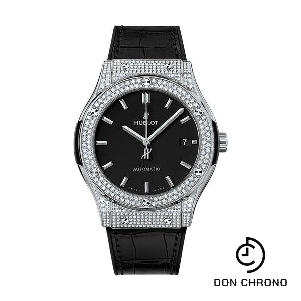 Hublot Classic Fusion Titanium Pave Watch - 45 mm - Black Dial-511.NX.1171.LR.1704