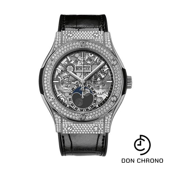 Hublot Classic Fusion Aerofusion Moonphase Titanium Pave Watch-517.NX.0170.LR.1704