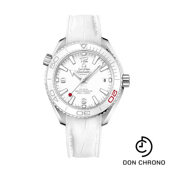 Omega Planet Ocean 600M Co-Axial Master Chronometer - Tokyo 2020 Limited Edition of 2020 Watch - 39.5 mm Steel Case - Unidirectional Bezel - White Dial - White Leather Strap - Additional Steel Bracelet - 522.33.40.20.04.001