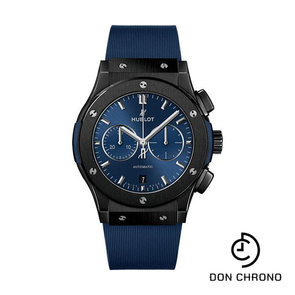 Hublot Classic Fusion Ceramic Blue Chronograph Watch - 42 mm - Blue Dial - Blue Lined Rubber Strap-541.CM.7170.RX