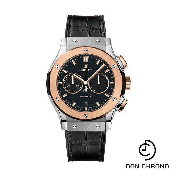 Hublot Classic Fusion Chronograph Titanium King Gold Watch - 42 mm - Black Dial - Black Rubber and Leather Strap-541.NO.1181.LR