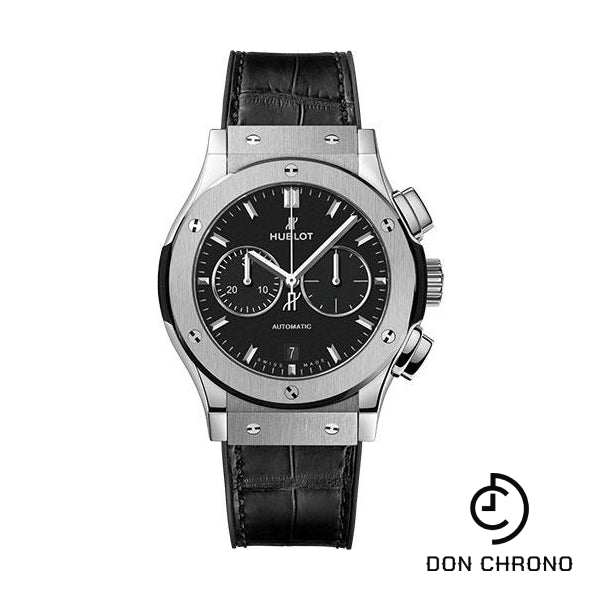 Hublot Classic Fusion Chronograph Titanium Watch - 42 mm - Black Dial - Black Rubber and Leather Strap-541.NX.1171.LR