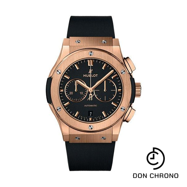 Hublot Classic Fusion Chronograph King Gold Watch - 42 mm - Black Dial - Black Lined Rubber Strap-541.OX.1181.RX