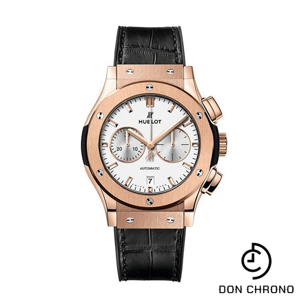 Hublot Classic Fusion Chronograph King Gold Opalin Watch - 42 mm - Opaline Ed Dial - Black Rubber and Leather Strap-541.OX.2611.LR