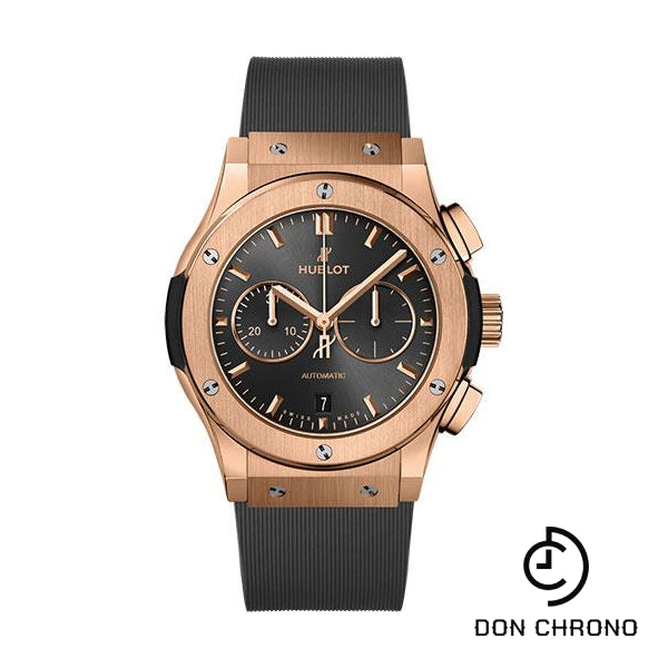 Hublot Classic Fusion Racing Grey Chronograph King Gold Watch - 42 mm - Gray Dial - Gray Lined Rubber Strap-541.OX.7080.RX