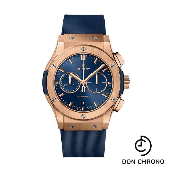 Hublot Classic Fusion Chronograph King Gold Blue Watch - 42 mm - Blue Dial - Blue Lined Rubber Strap-541.OX.7180.RX