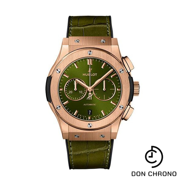 Hublot Classic Fusion Chronograph King Gold Green Watch - 42 mm - Green Dial - Black Rubber and Green Leather Strap-541.OX.8980.LR