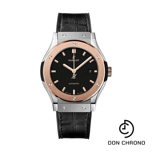 Hublot Classic Fusion Titanium King Gold Watch - 42 mm - Black Dial - Black Rubber and Leather Strap-542.NO.1181.LR