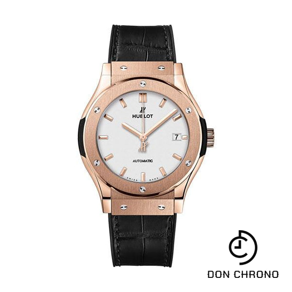 Hublot Classic Fusion King Gold Opalin Watch - 42 mm - Opaline Ed Dial - Black Rubber and Leather Strap-542.OX.2611.LR