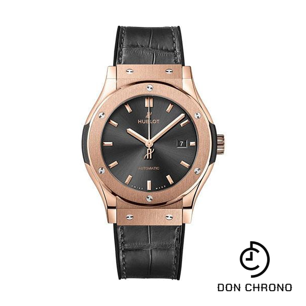 Hublot Classic Fusion Racing Grey King Gold Watch - 42 mm - Gray Dial - Black Rubber and Gray Leather Strap-542.OX.7081.LR