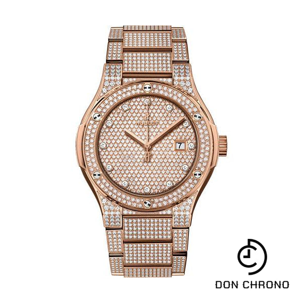Hublot Classic Fusion Bracelet King Gold Full Pave Watch - 42 mm - Gem Set Dial-548.OX.9000.OX.3704