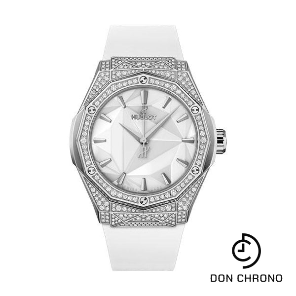 Hublot Classic Fusion Orlinski Titanium White Pave Watch - 40 mm - White Dial - White Smooth Rubber Strap-550.NS.2200.RW.1604.ORL20