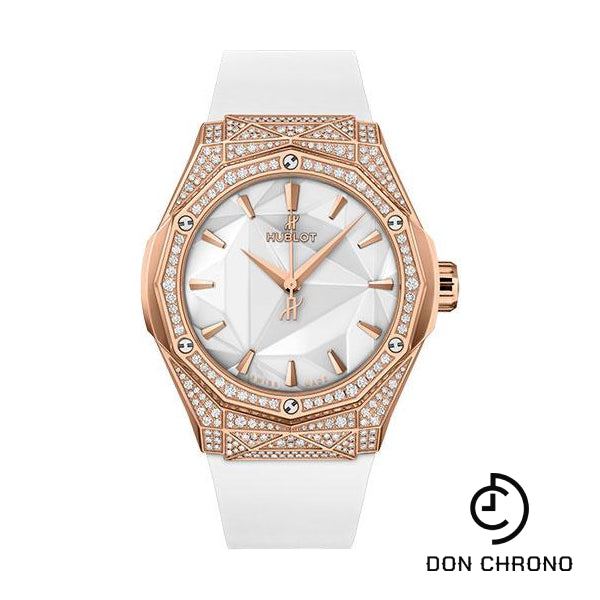 Hublot Classic Fusion Orlinski King Gold White Pave Watch - 40 mm - White Dial - White Smooth Rubber Strap-550.OS.2200.RW.1604.ORL20
