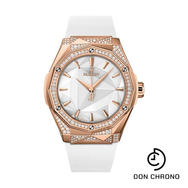 Hublot Classic Fusion Orlinski King Gold White Alternative Pave Watch - 40 mm - White Dial - White Smooth Rubber Strap-550.OS.2200.RW.1804.ORL20