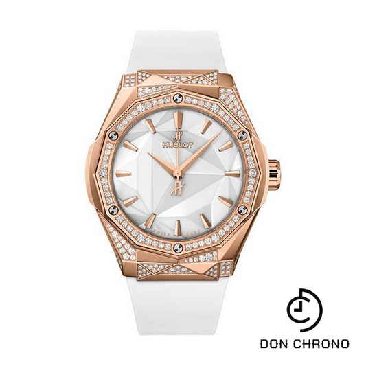 Hublot Classic Fusion Orlinski King Gold White Alternative Pave Watch - 40 mm - White Dial - White Smooth Rubber Strap-550.OS.2200.RW.1804.ORL20