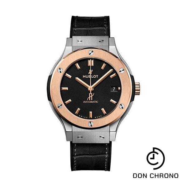 Hublot Classic Fusion Titanium King Gold Watch - 38 mm - Black Dial - Black Rubber and Leather Strap-565.NO.1181.LR