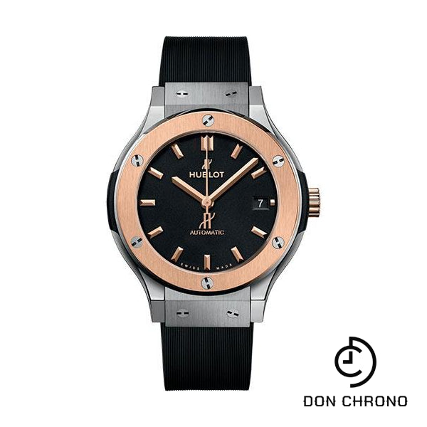Hublot Classic Fusion Titanium King Gold Watch - 38 mm - Black Dial - Black Lined Rubber Strap-565.NO.1181.RX