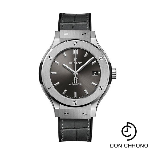 Hublot Classic Fusion Racing Grey Titanium Watch - 38 mm - Gray Dial - Black Rubber and Gray Leather Strap-565.NX.7071.LR