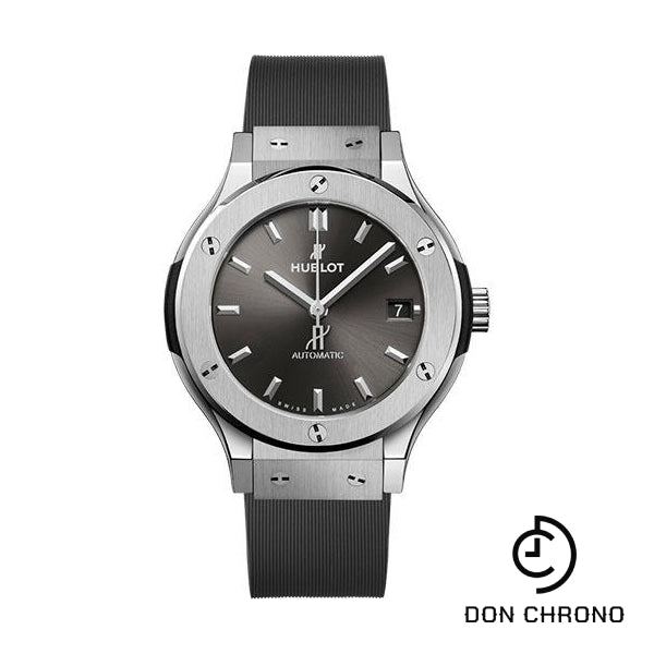 Hublot Classic Fusion Racing Grey Titanium Watch - 38 mm - Gray Dial - Gray Lined Rubber Strap-565.NX.7071.RX