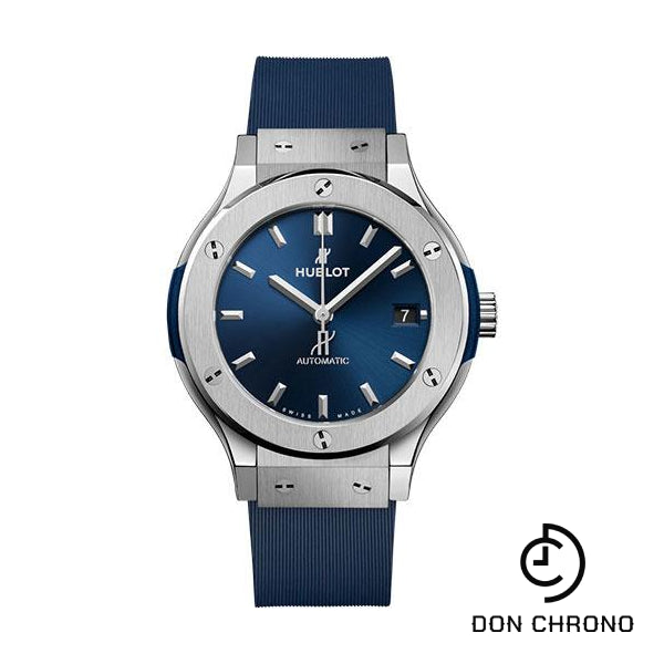 Hublot Classic Fusion Titanium Blue Watch - 38 mm - Blue Dial - Blue Lined Rubber Strap-565.NX.7170.RX