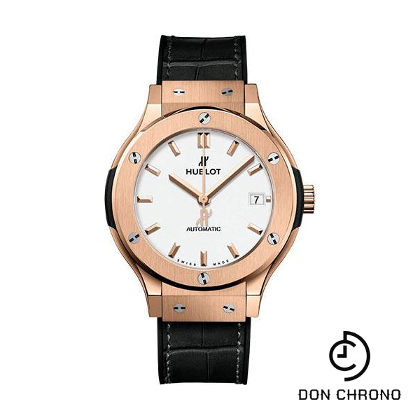 Hublot Classic Fusion King Gold Opalin Watch - 38 mm - Opaline Ed Dial - Black Rubber and Leather Strap-565.OX.2611.LR