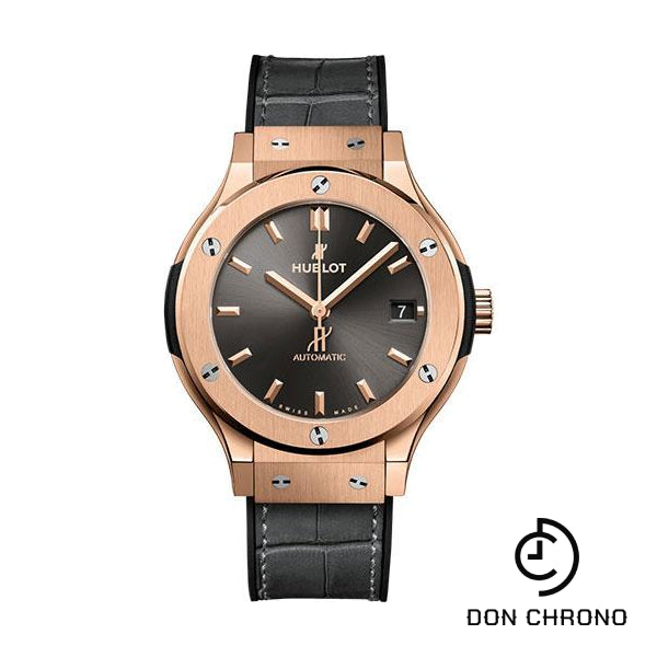 Hublot Classic Fusion Racing Grey King Gold Watch - 38 mm - Gray Dial - Black Rubber and Gray Leather Strap-565.OX.7081.LR