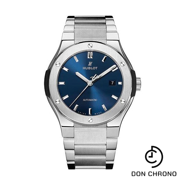 Hublot Classic Fusion Blue Titanium Bracelet Watch-568.NX.7170.NX