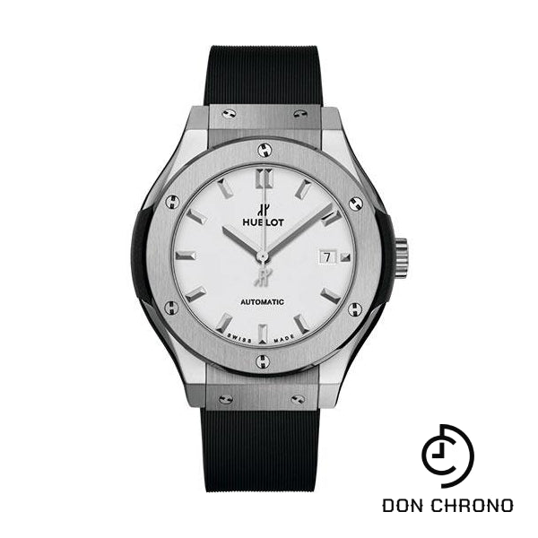 Hublot Classic Fusion Titanium Opalin Watch - 33 mm - Opaline Ed Dial - Black Rubber and Leather Strap-582.NX.2610.RX
