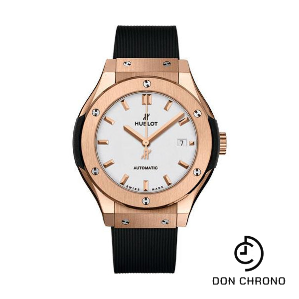 Hublot Classic Fusion King Gold Opalin Watch - 33 mm - Opaline Ed Dial - Black Rubber and Leather Strap-582.OX.2610.RX