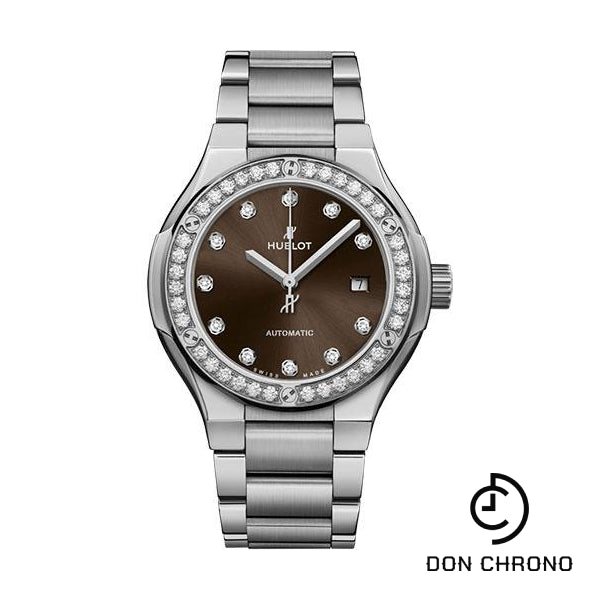 Hublot Classic Fusion Titanium Brown Diamonds Bracelet Watch - 33 mm - Brown Dial-585.NX.897M.NX.1204